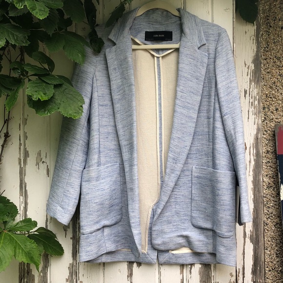 Zara Boyfriend Fit Blazer M Open Front Pockets NWT - Picture 2 of 11